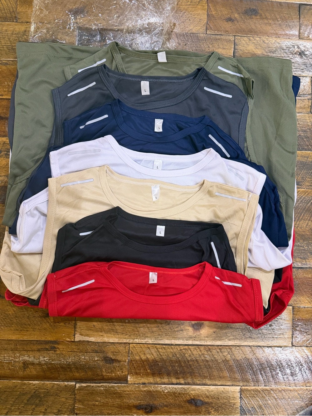 New BUNDLE of 7 Men’s Lightweight Cooling Mesh Tank Tops Workout Gym Tee Shirt L